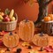 Pumpkins Fall Decor Set of 3 - Artificial Resin Thanksgiving Table Centerpiece for Home Mantel Porch Office & Farmhouse, Decorative Elegant Pumpkin Autumn Harvest Decorations (Orange)